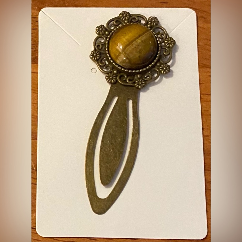 NEW Tiger’s Eye Brass bookmark